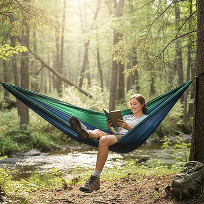 Femme lit hamac suspendu