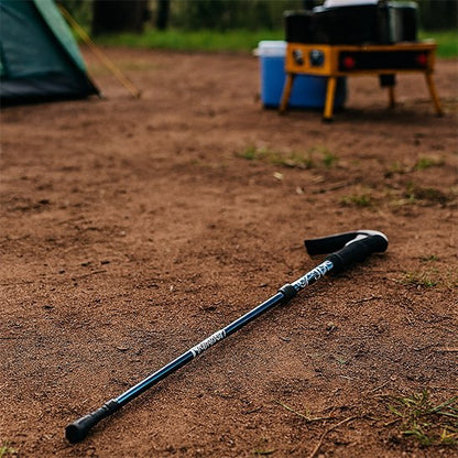 bâton de marche au sol bleu