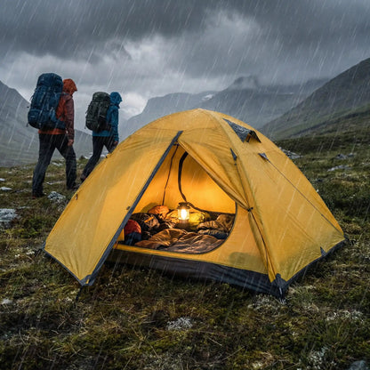 tente igloo sous pluie