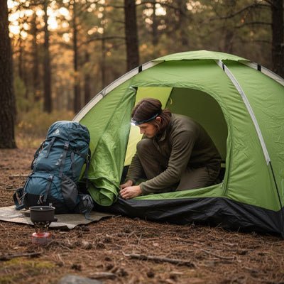 tente pour bivouac homme a intérieur sac randonnée près porte