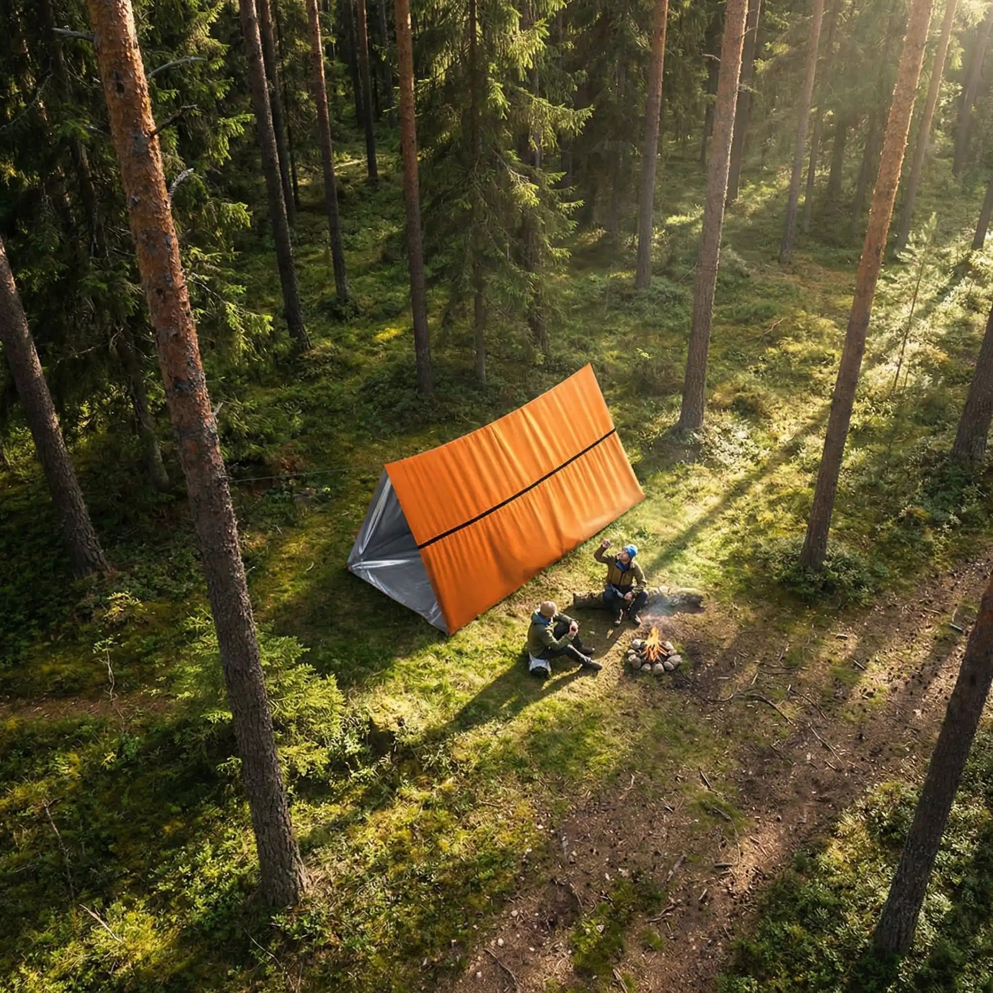tente urgence vue ciel clairière sauvetage 2 personne