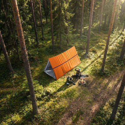 tente urgence vue ciel clairière sauvetage 2 personne